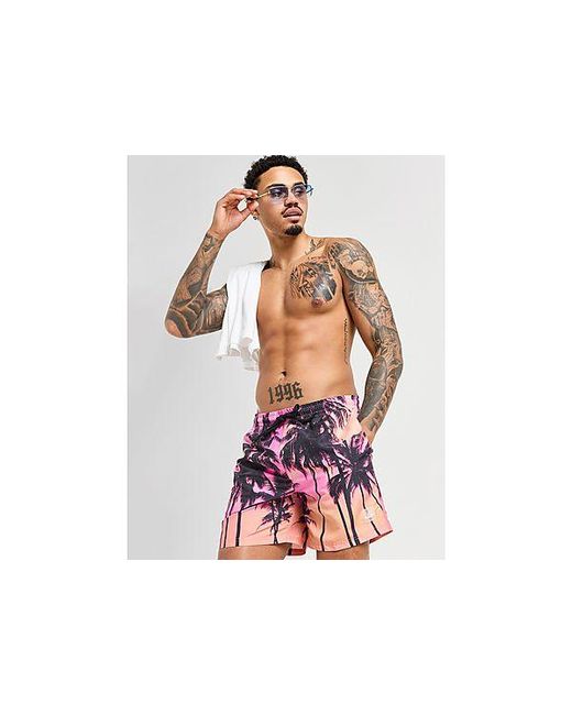 McKenzie Purple Sunset Palm Swim Shorts for men