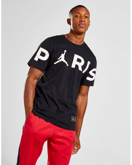 Nike Cotton Paris Saint Germain Wordmark T-shirt in Black ...