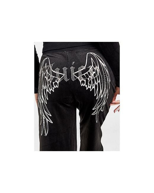 Juicy Couture Black Diamante Velour Angel Track Pants