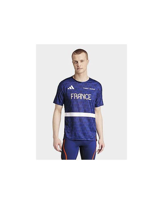 Adidas Blue Team France Athletisme Tee Men for men