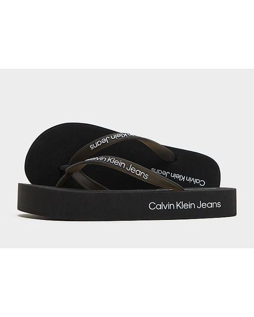 Calvin Klein Black Flatform Beach Sandals