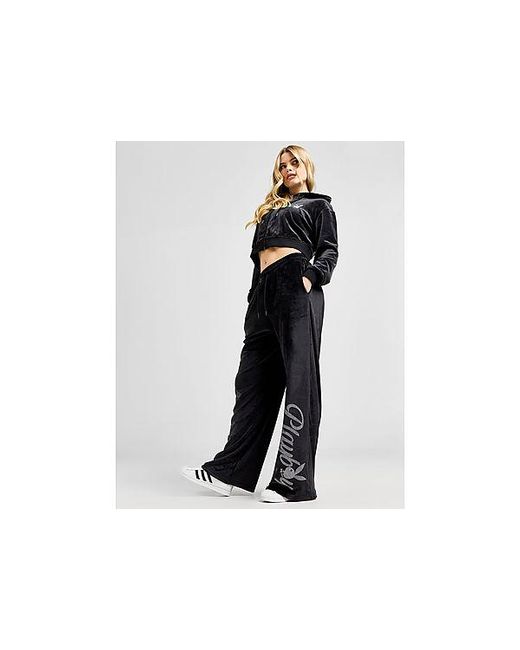 Playboy Black Diamante Velour Wide Joggers