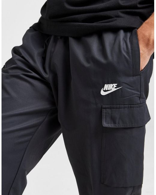Nike Cotton Players Woven Cargo Track Pants in Black/White (Black) for ...