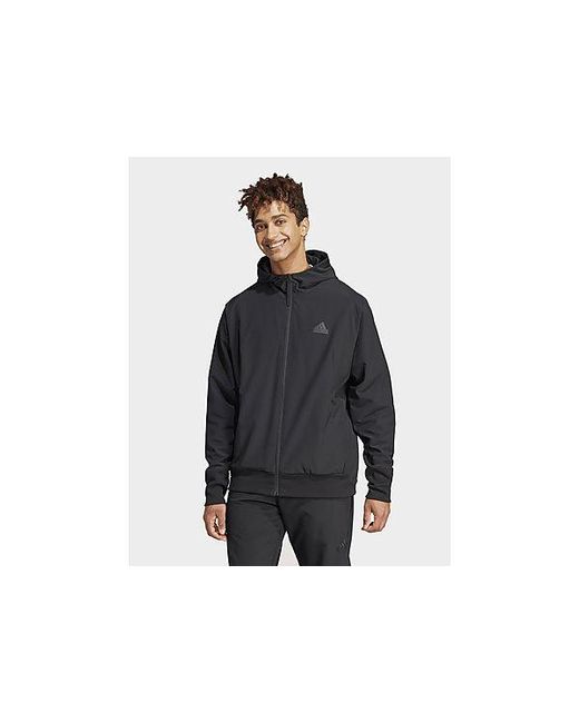 Veste de survêtement à capuche zippée toile Z.N.E. Adidas pour homme en coloris Black