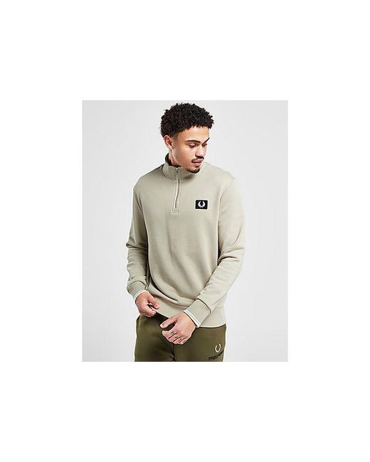 Fred Perry Badge Logo 1/2 Zip Sweatshirt in Black for Men Lyst UK