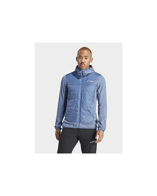 Adidas Blue Terrex Multi Hybrid Insulated Hooded Jacket for men