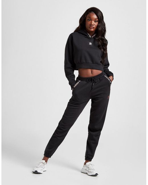 adidas originals linear crop overhead hoodie