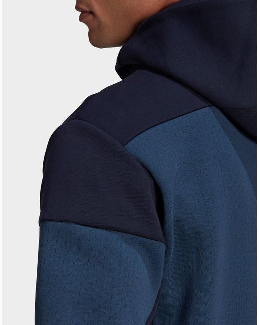 Adidas Cotton Z N E Full Zip Hoodie In Blue For Men Lyst
