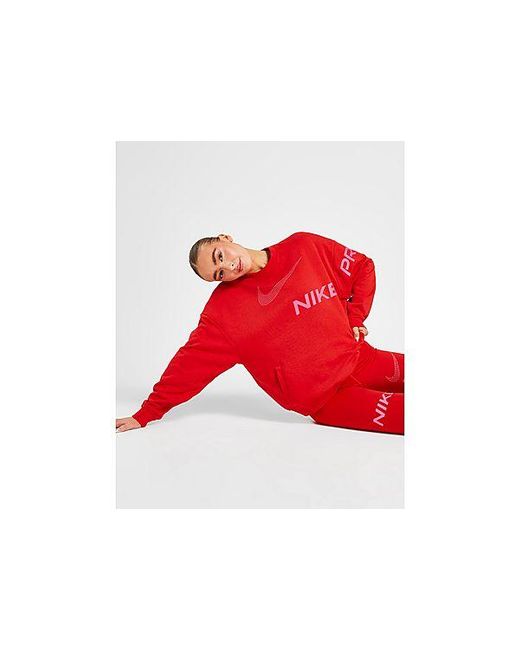 Nike Red Training Pro Graphic Crew Sweatshirt