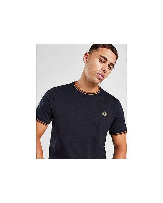 Fred Perry Blue Twin Tipped Ringer Short Sleeve T-shirt for men