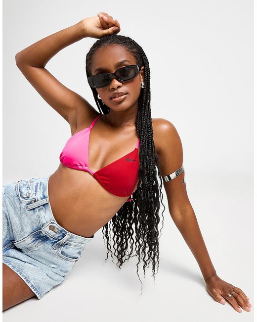 Colour Block Tie Top Bikini di Nike in Red