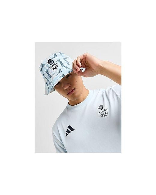 Adidas White Team Gb Bucket Hat for men