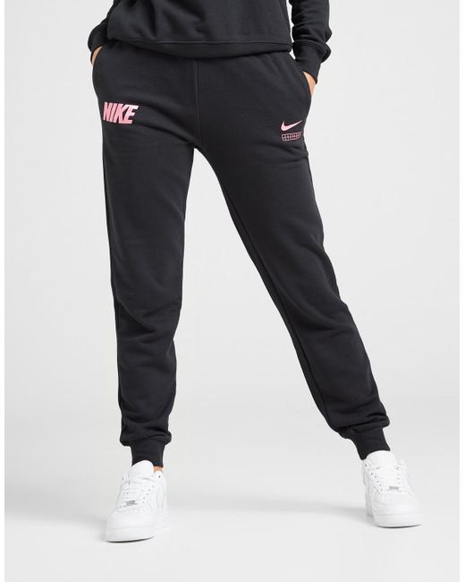 Nike Grid Fleece Joggers in Black/Pink 