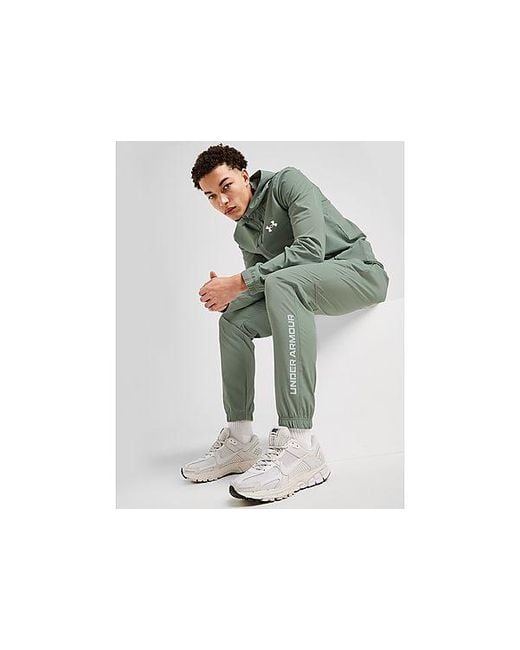 Under Armour Green Lock-up Woven Mix Track Pants for men