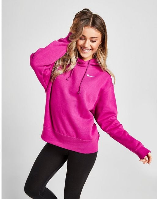 Nike Fleece Overhead Hoodie in Pink - Lyst