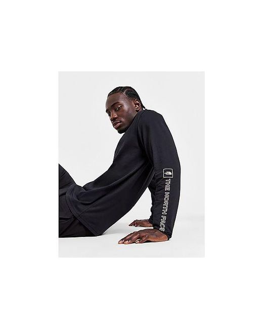 The North Face Black Linear Logo Long Sleeve T-shirt for men