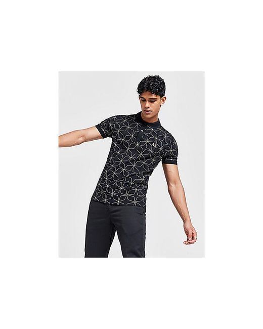 Fred Perry Black Geometric Polo Shirt for men