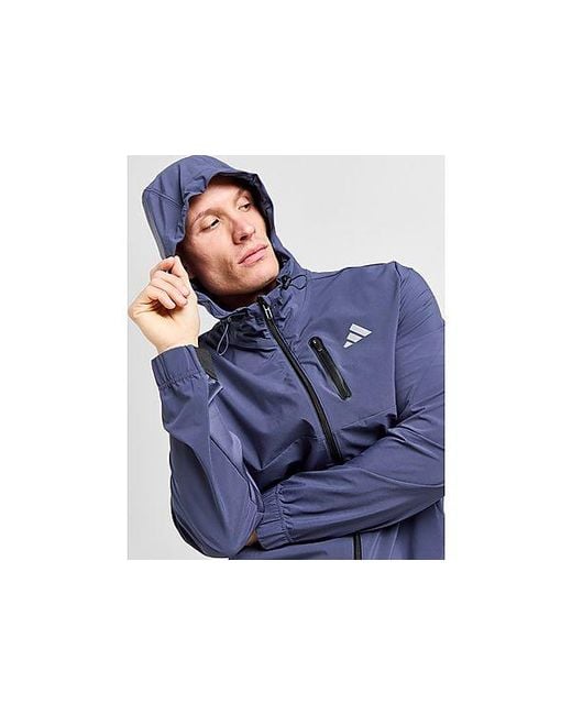 Adidas Blue Designed For Training Full Zip Jacket for men