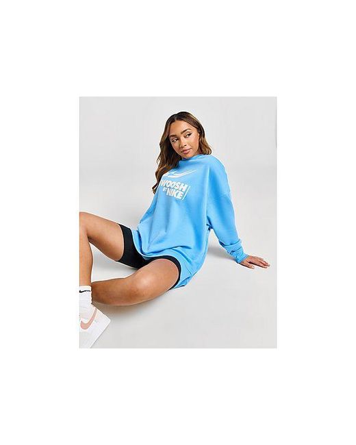 Nike Blue Swoosh Oversized Crew Sweatshirt