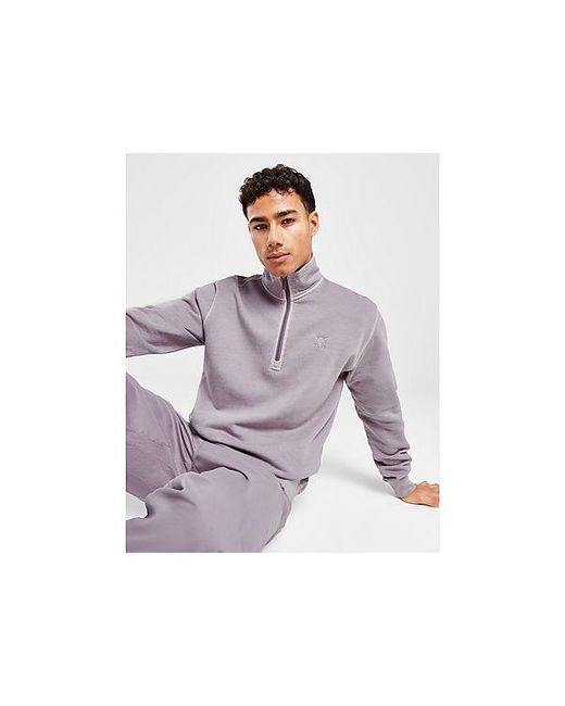 Adidas Black Trefoil Essentials+ Dye Half Zip Crew Sweatshirt for men