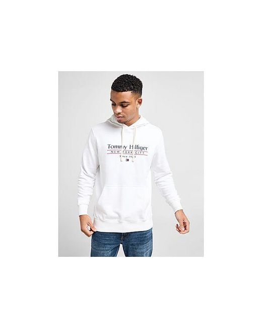 Felpa con Cappuccio Stacked di Tommy Hilfiger in White da Uomo