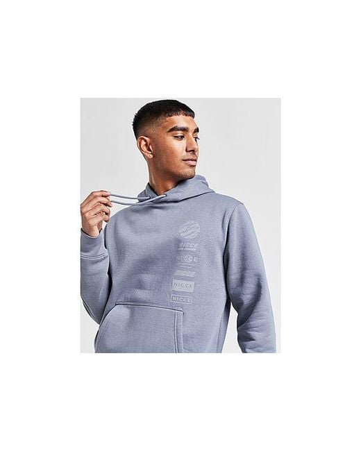Nicce London Blue Stickered Overhead Hoodie for men