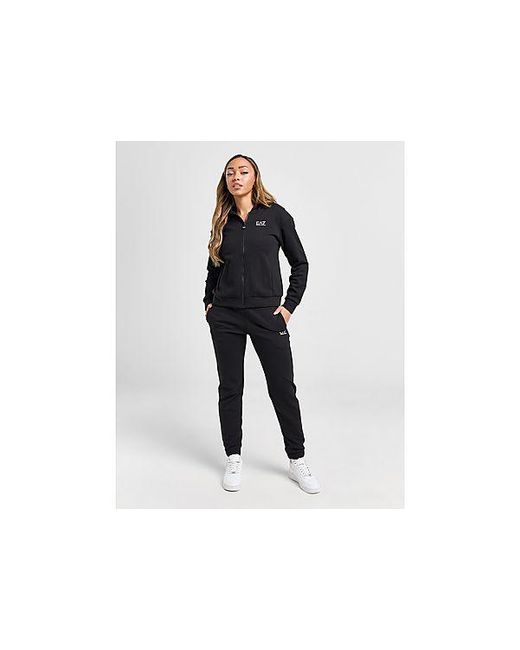 EA7 Black Essential Full Zip Hooded Tracksuit