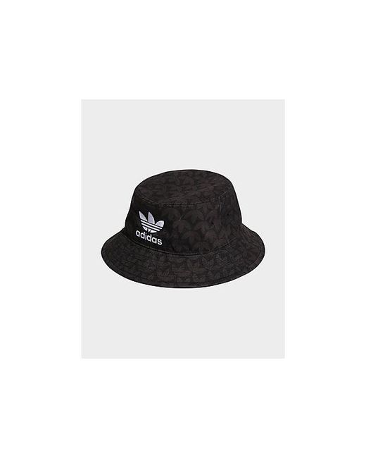 Adidas Originals Black Monogram Print Bucket Hat for men
