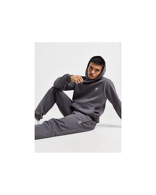 Adidas Black Trefoil Essential Fleece Joggers for men
