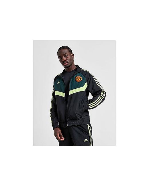 Veste de survêtement toile Manchester United Adidas pour homme en coloris Black