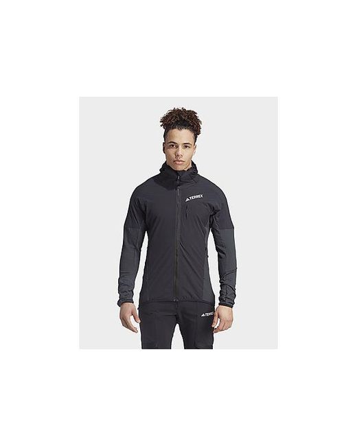 Adidas Black Terrex Techrock Hooded Wind Fleece Jacket for men