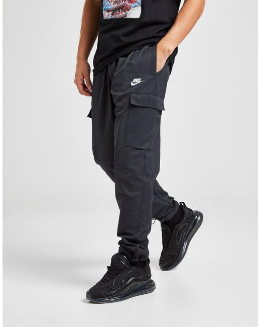 Nike Cotton Players Woven Cargo Track Pants in Black/White (Black) for ...