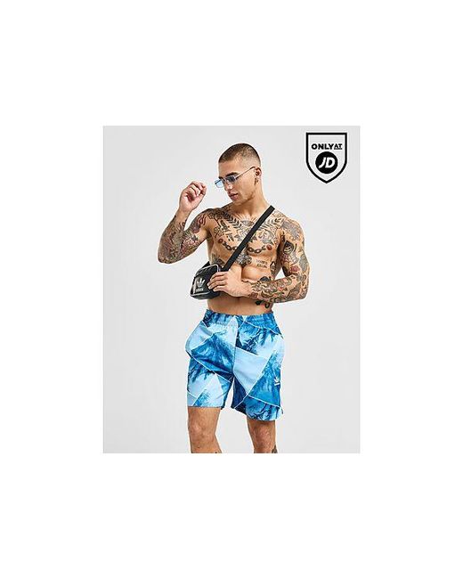Palm All Over Print Swim Shorts di Adidas Originals in Blue da Uomo