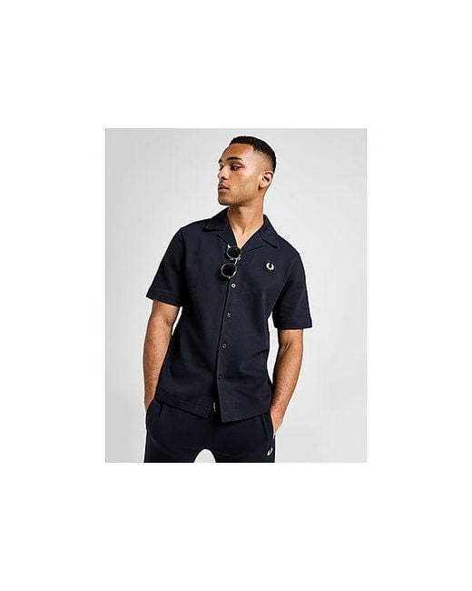 Fred Perry Black Waffle Shirt for men