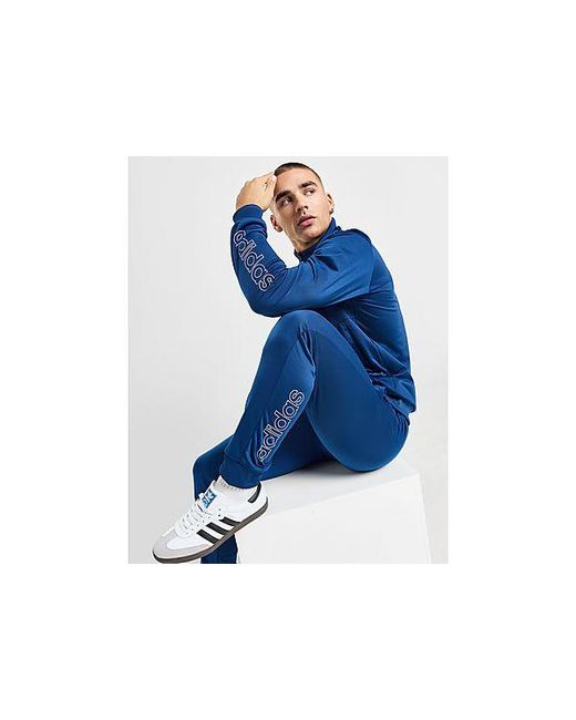 Adidas Blue Linear Poly Track Pants for men