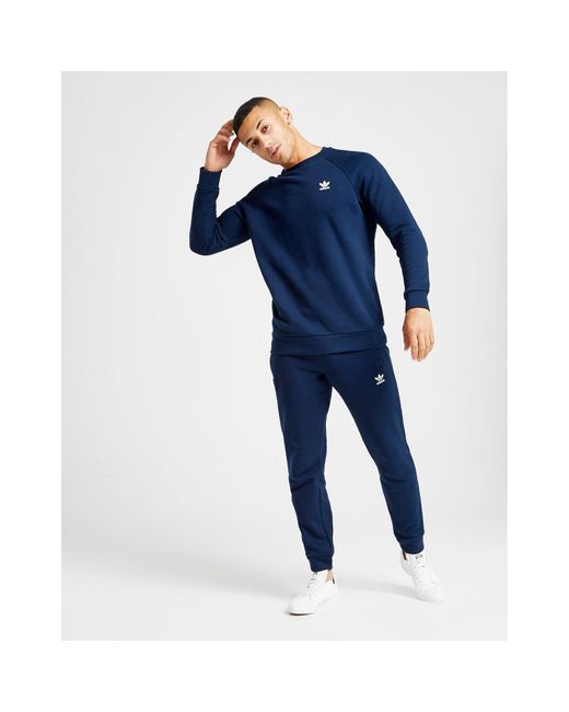 Adidas Originals Blue Essential Trefoil Cuffed Joggers for men