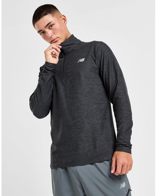 Felpa Space Dye 1/4 Zip di New Balance in Black da Uomo