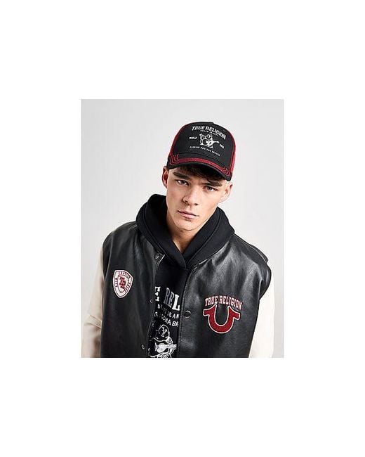 True Religion Black Colour Block Trucker Cap for men