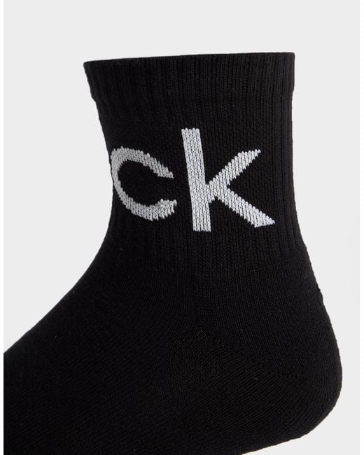 Calvin Klein Cotton 3 Pack Quarter Socks in Black/White (Black) for Men