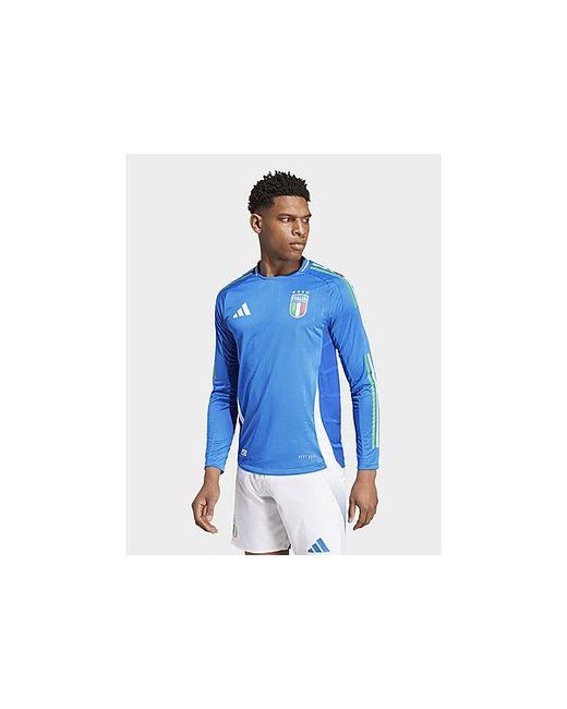 Adidas Blue Italy 24 Long Sleeve Home Authentic Jersey for men
