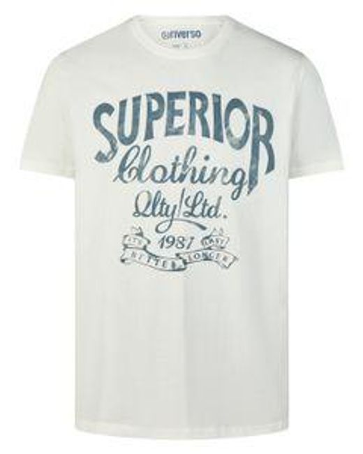 Riverso Tshirt Herren Baumwolle Regular Fit Rivleon in White für Herren