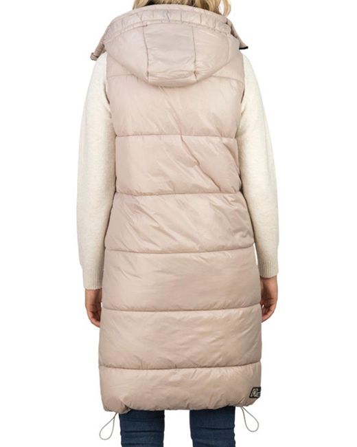DENIMFY Natural Steppweste Damen Lang Mit Kapuze Regular Fit Dfcaro
