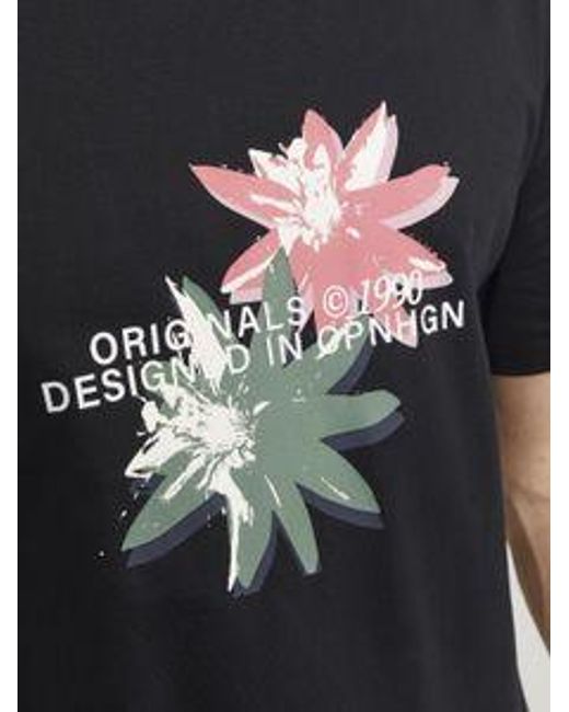 Jack & Jones Rundhals T-Shirt JORTAMPA AOP BRANDING in Black für Herren