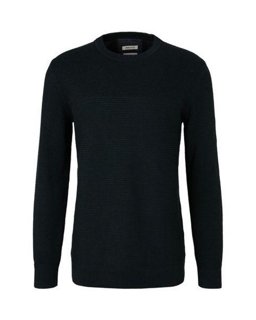 Tom Tailor Herren Rundhals Pullover Basic Structured in Black für Herren