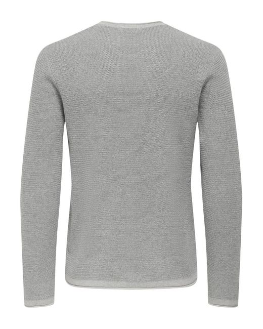 Only & Sons Herren Pullover Onseric Reg 12 Struc Crew Knit in Gray für Herren