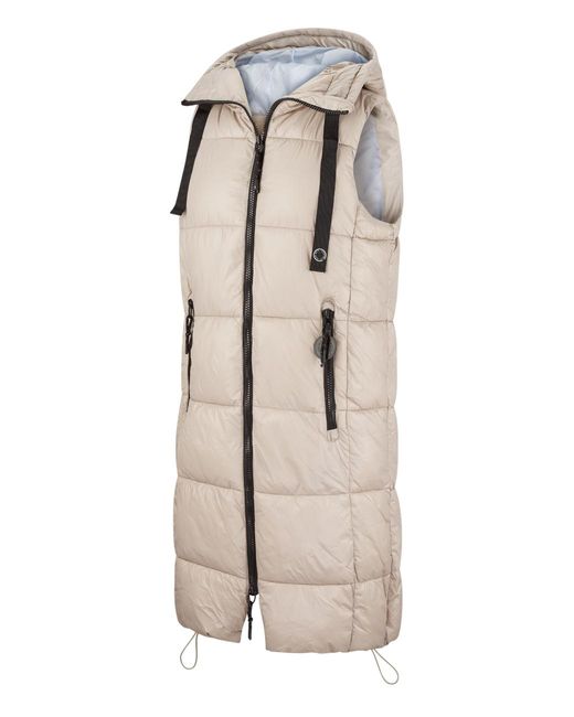 DENIMFY Natural Steppweste Damen Lang Mit Kapuze Regular Fit Dfcaro