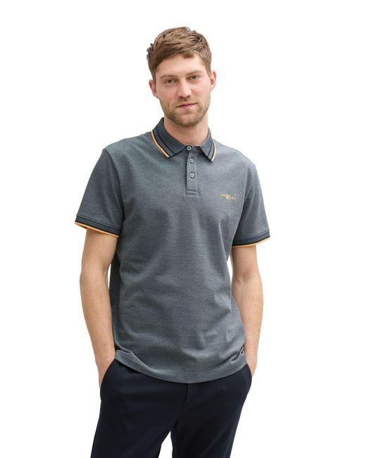 Tom Tailor Herren Poloshirt Polo With Print in Blue für Herren