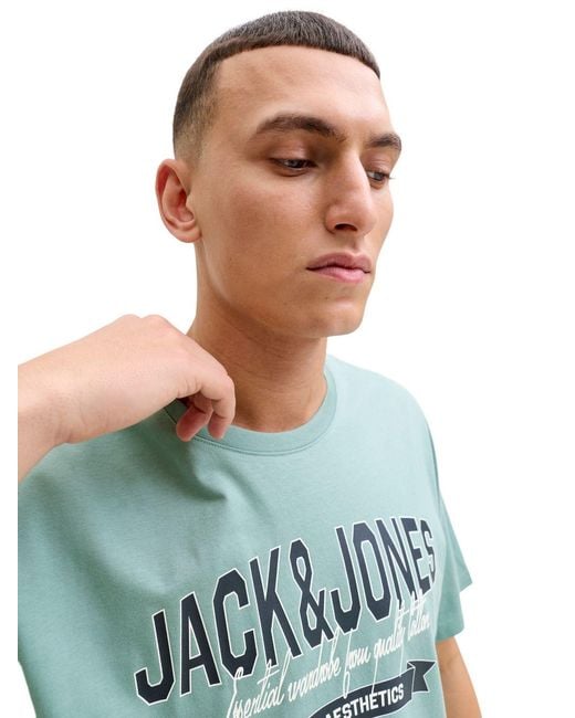 Jack & Jones Herren Rundhals T-Shirt Jjelogo Tee Ss O-Neck 2 Col in Green für Herren