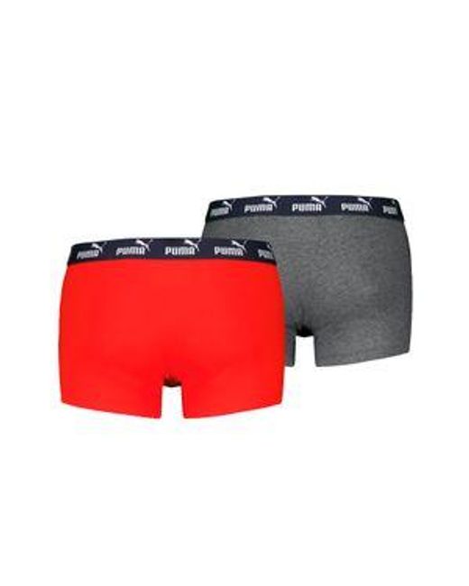 PUMA Herren Boxershort Elements Basic Trunks 2Er Pack in Red für Herren