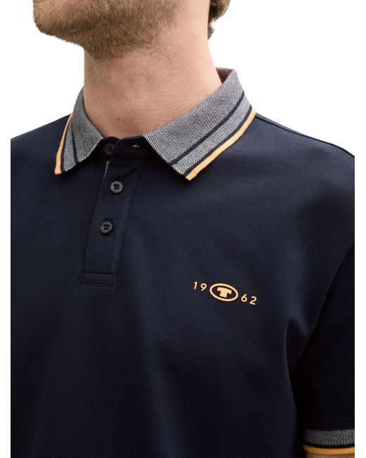 Tom Tailor Herren Poloshirt Polo With Print in Blue für Herren